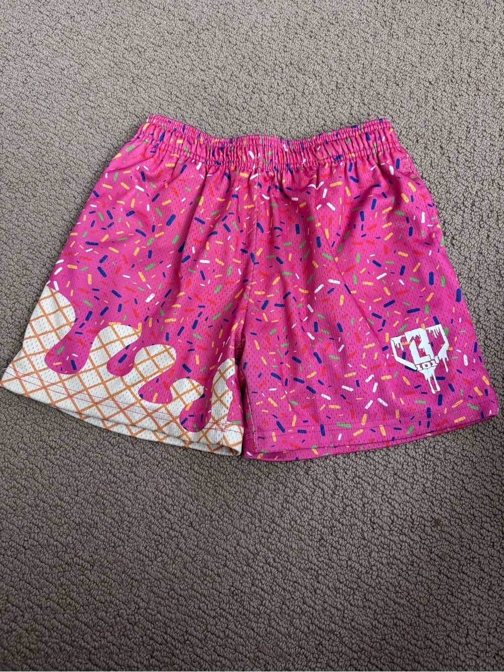 Kids Pink Sprinkle Ice Cream Graphic Shorts
